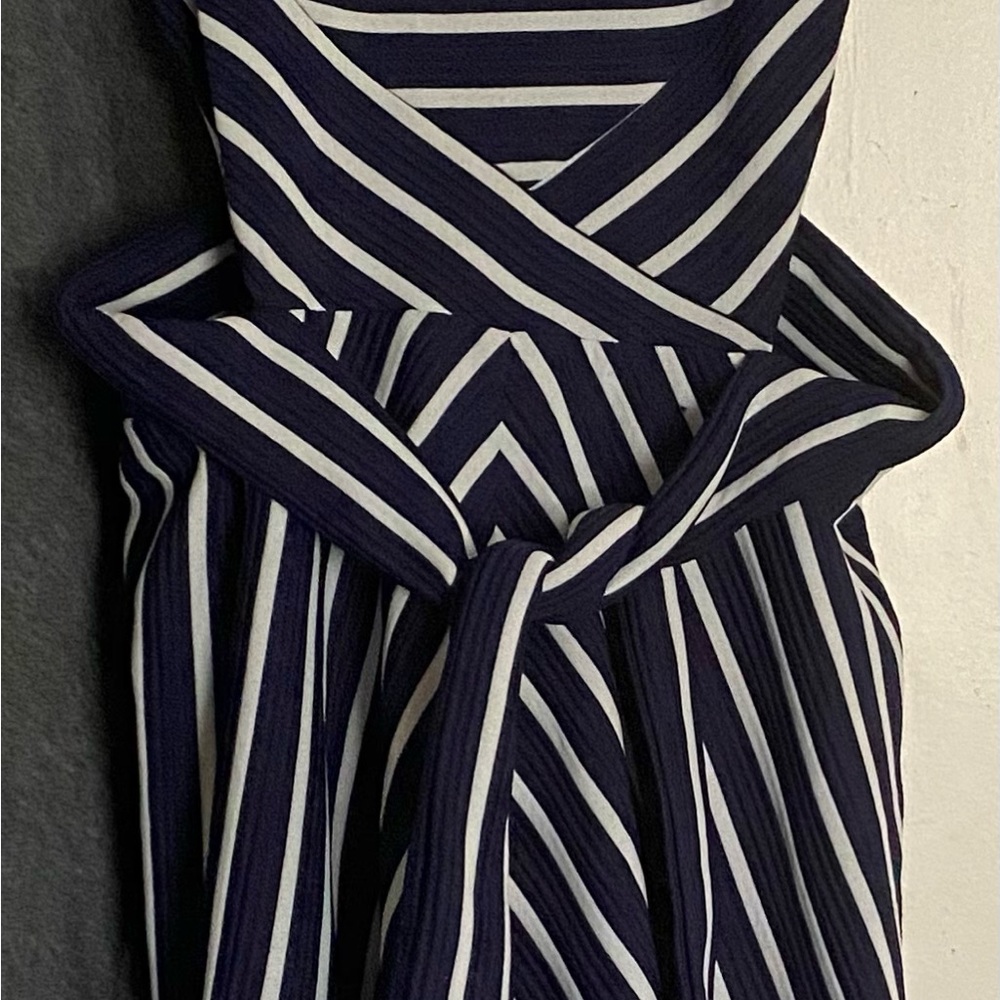 Hutch Striped Asymmetrical Dress in Navy and White